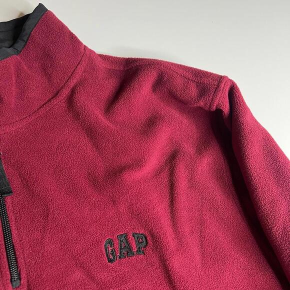 GAP Fleece Quarter Zip Pullover XXL Red Black Trim Warm Soft Casual Outdoor - Picture 8 of 8